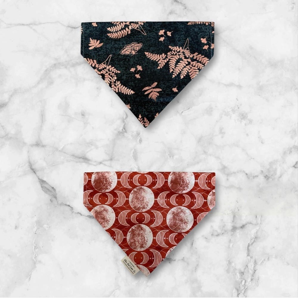 DOG Bandana - Moths & Blood Moon (Reversible) - Size L Large